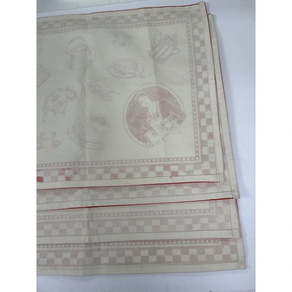 Lot Of 4 Red White Country Kitchen Placemats Canvas Farmhouse Retro Cafe